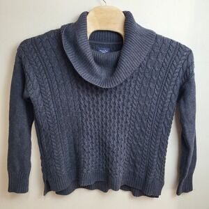 American Eagle Outfitters Women XL? Cable Knit Cowl Neck Sweater Dark Gray  READ